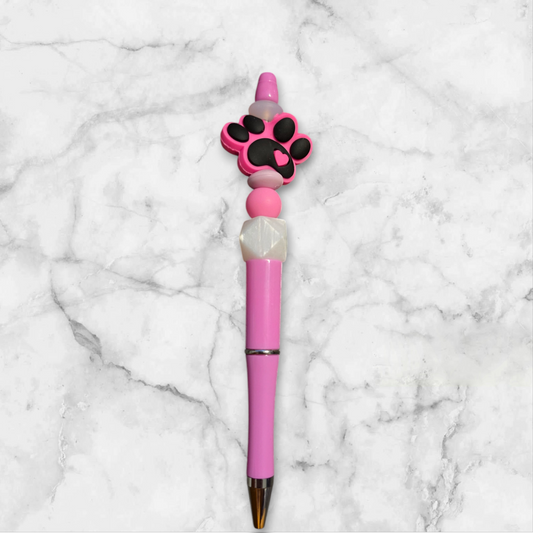 Pink Paw Print Beaded pen