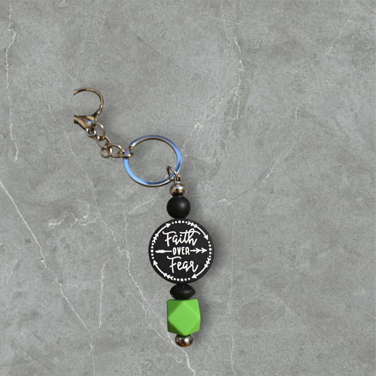 Faith over fear bar keychain